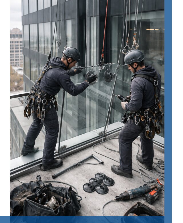 Монтаж стеклянных ограждений в Североуральске от 2575 р. | ВЫСОТНИК-Сву