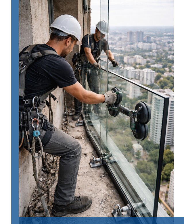 Монтаж стеклянных ограждений под ключ с гарантией в Североуральске