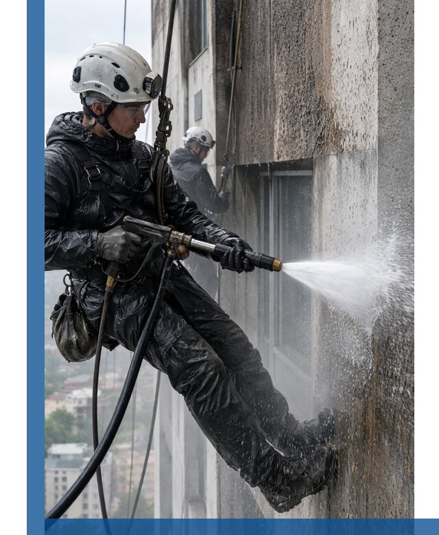 Гидроструйная очистка фасадов и конструкций в Североуральске