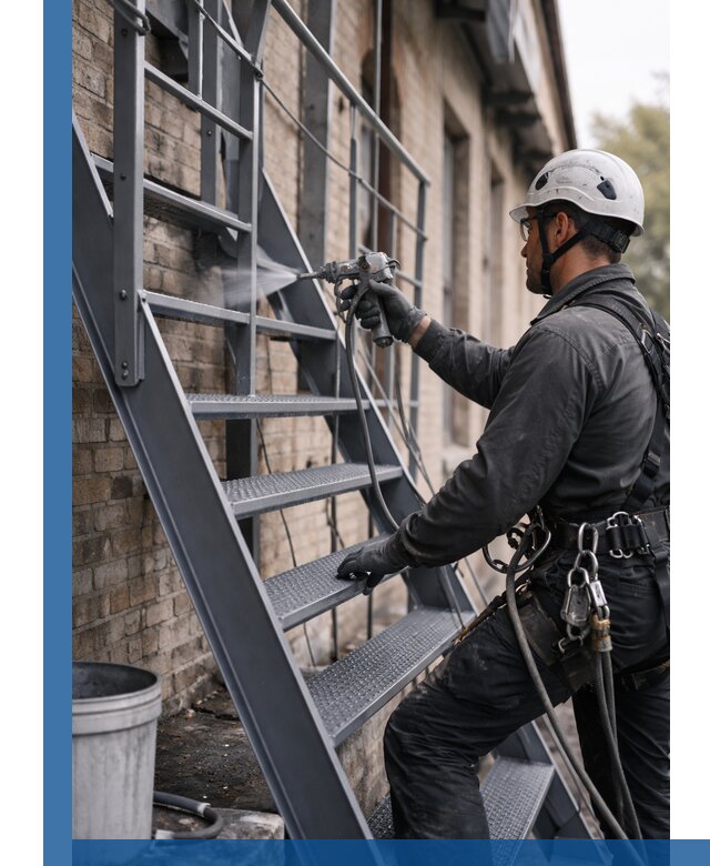 Покраска и антикоррозионная защита пожарных лестниц в Североуральске