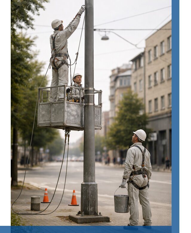 Покраска опор освещения в Североуральске от 5151 р. | ВЫСОТНИК-Сву