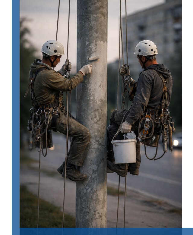 Покраска опор освещения и антикоррозийная защита в Североуральске