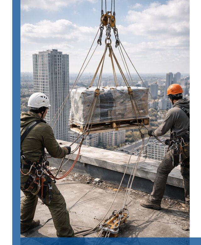 Подъем и монтаж крупногабаритных грузов на крышу в Североуральске