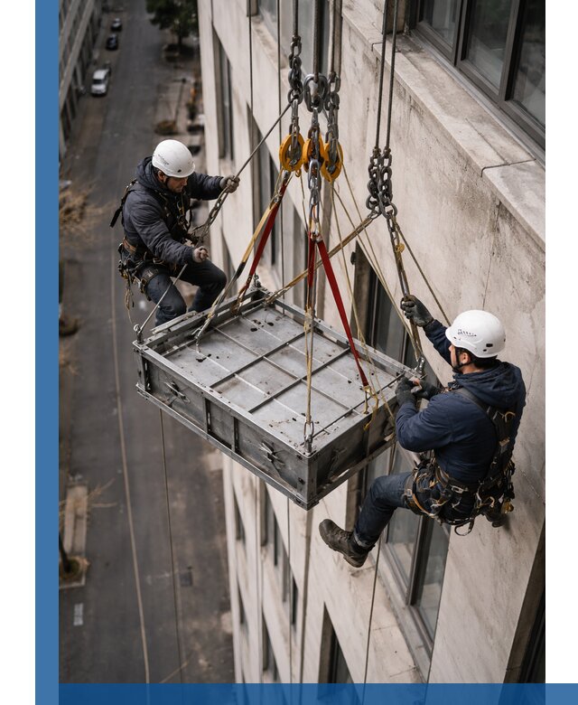 Спуск и подъем грузов по фасаду в Североуральске для зданий