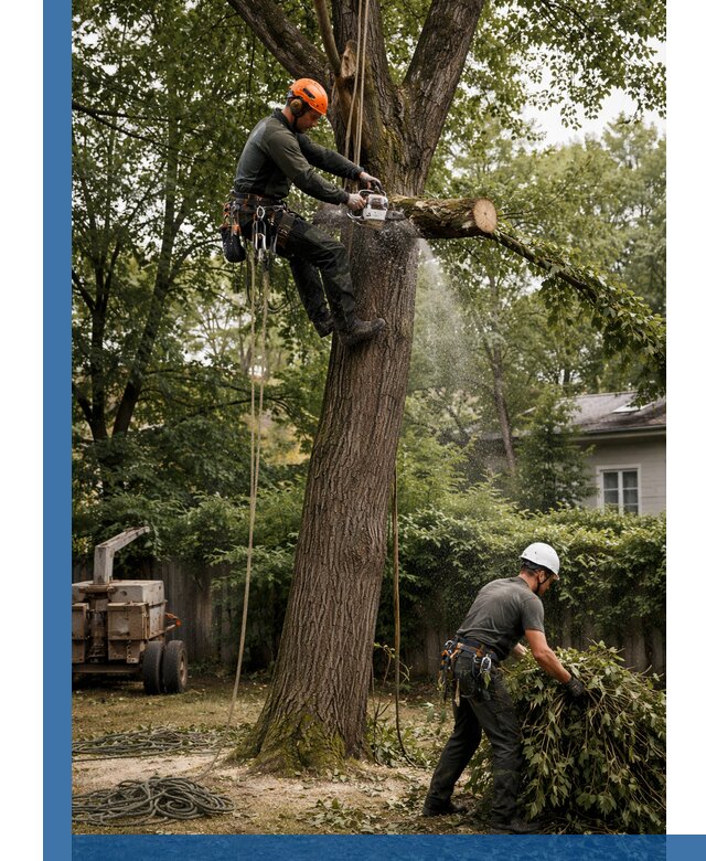Кронирование деревьев в Североуральске, безопасная высотная обрезка
