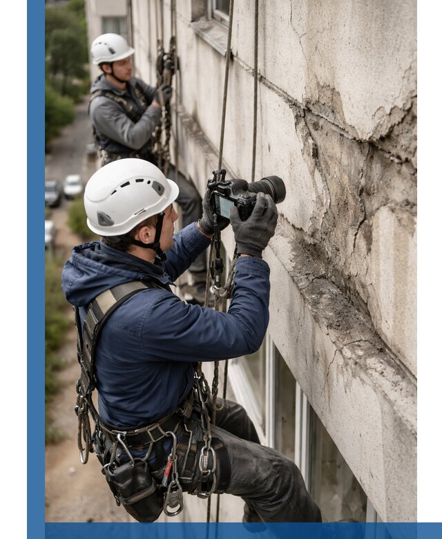 Фотофиксация дефектов фасада с высотной съемкой в Североуральске