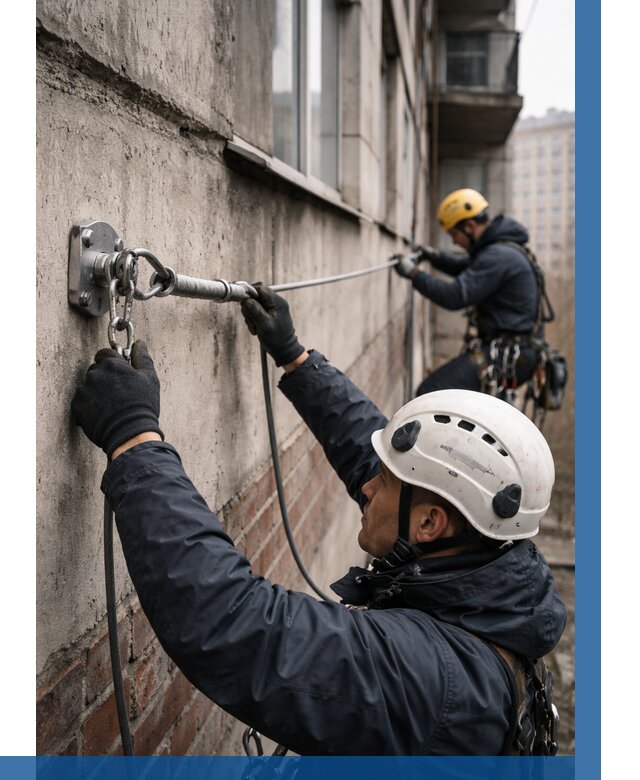Монтаж анкерных линий в Североуральске от 3090 р. | ВЫСОТНИК-Сву